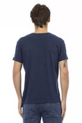 Load image into Gallery viewer, Trussardi Action Chic blue T-shirt with V-neck and cheeky front print
