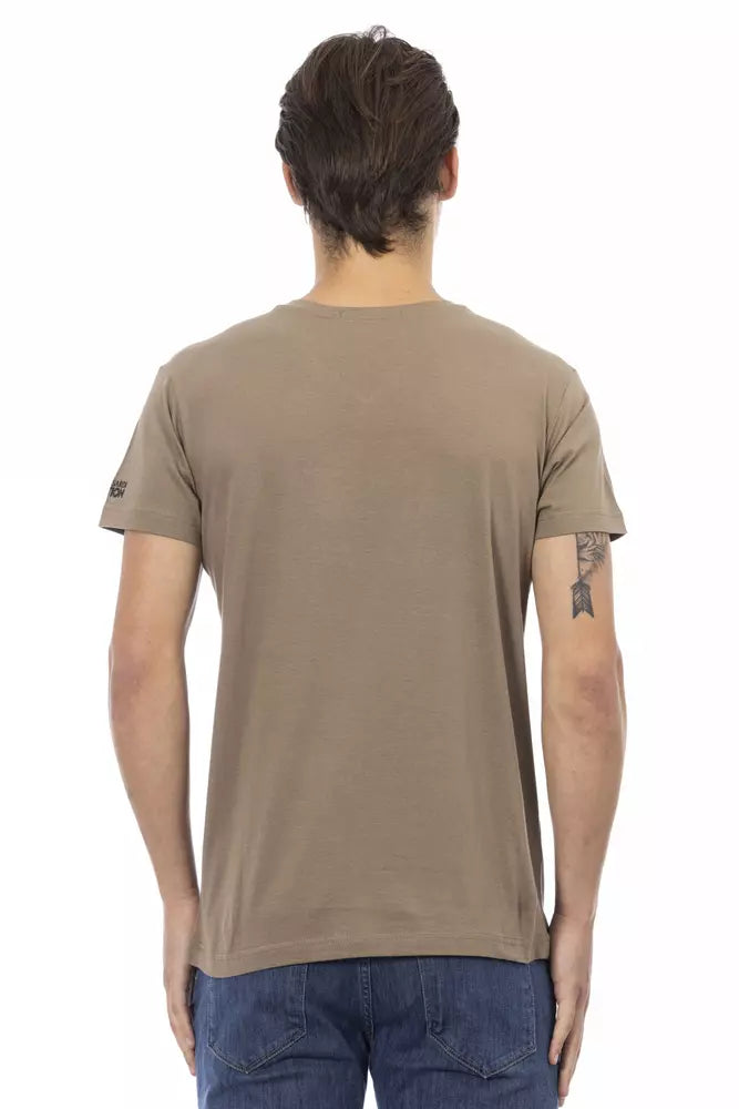 Trussardi Action Elegant tee with V-neck and chic front print