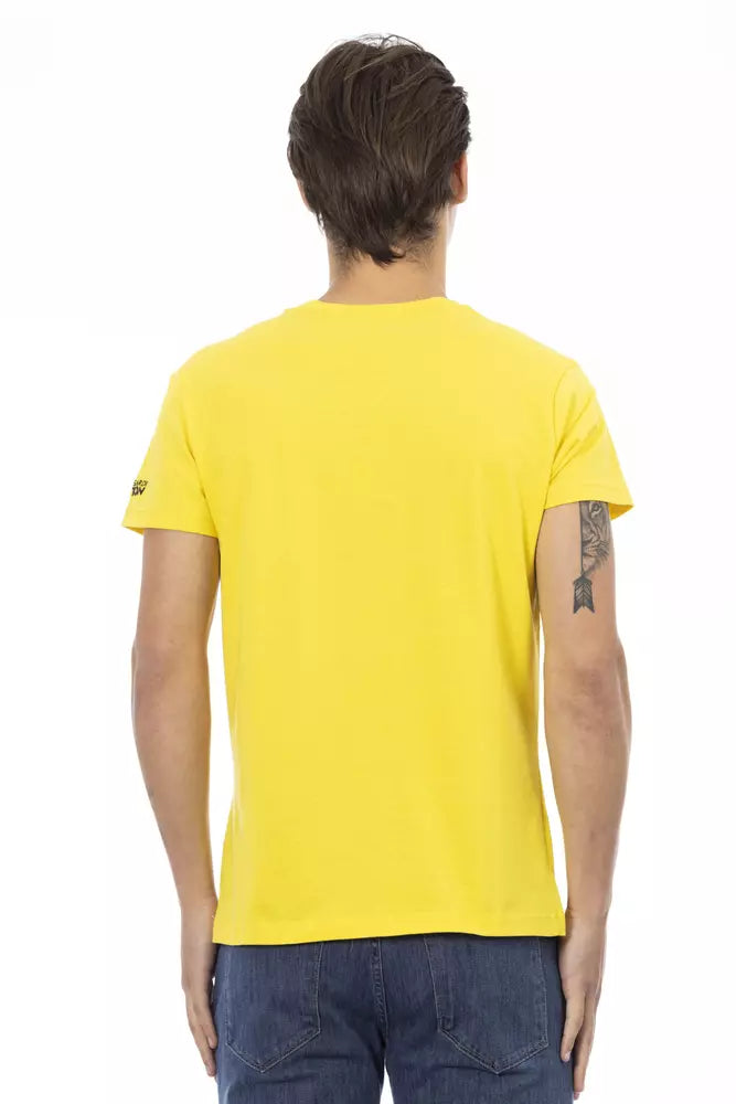 Trussardi Action Sunshine Yellow V-neck tee with graphic charm