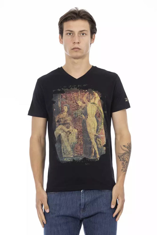 Trussardi Action Chic tee with V-neck and artistic front print