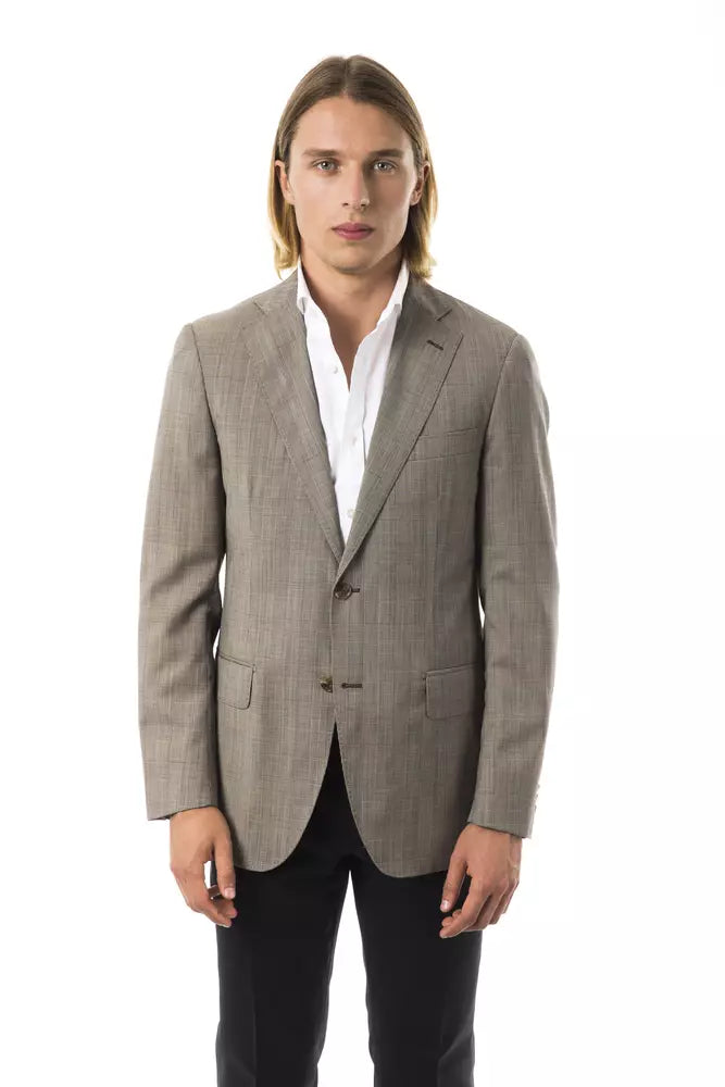 Uominitaliani Elegant gray two-button wool blazer