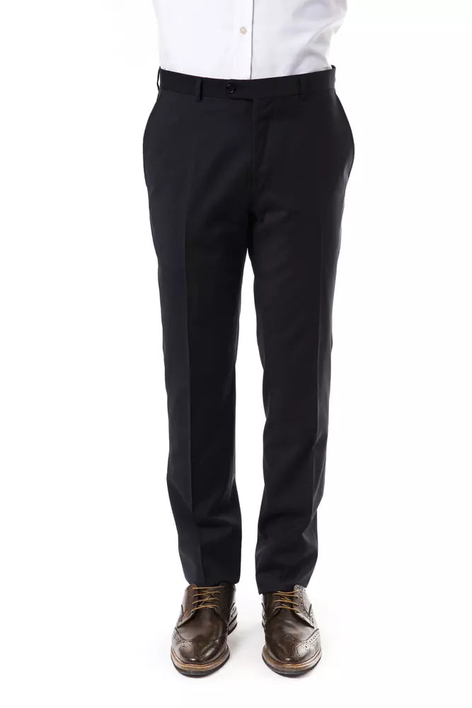 Uominitaliani Elegant gray wool suit trousers for men