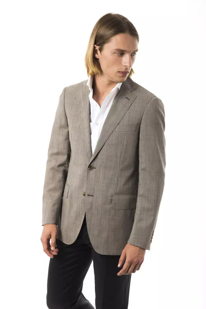 Uominitaliani Elegant gray two-button wool blazer