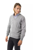 Load image into Gallery viewer, Uominitaliani V-neck sweater in embroidered wool - Elegant gray
