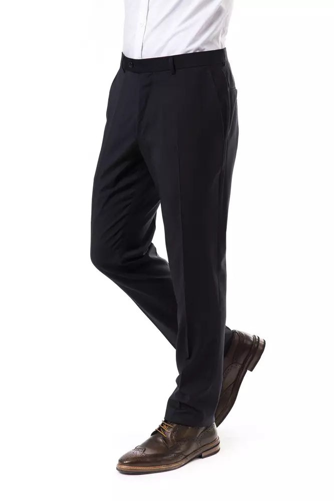 Uominitaliani Elegant gray wool suit trousers for men