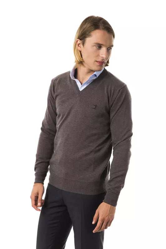 Uominitaliani Exquisite embroidered V-neck merino sweater