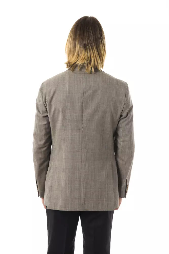 Uominitaliani Elegant gray two-button wool blazer