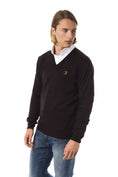 Load image into Gallery viewer, Uominitaliani embroidered V-neck sweater made of merino wool
