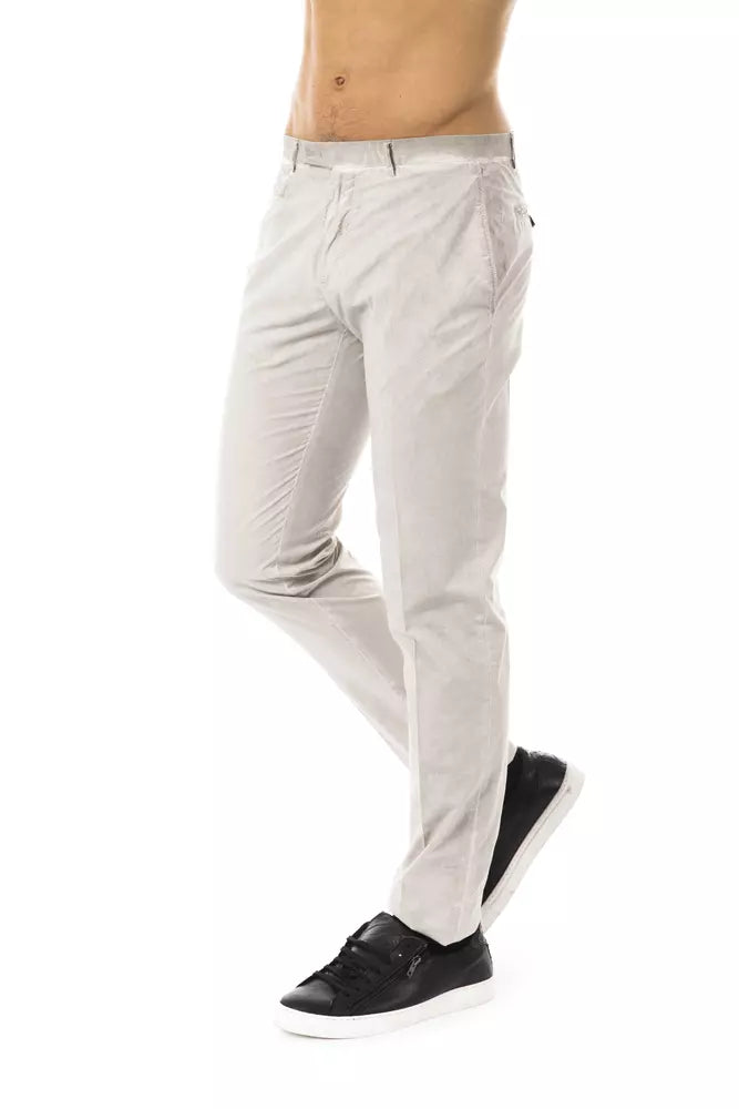 Uominitaliani Smooth gray casual fit cotton trousers for men