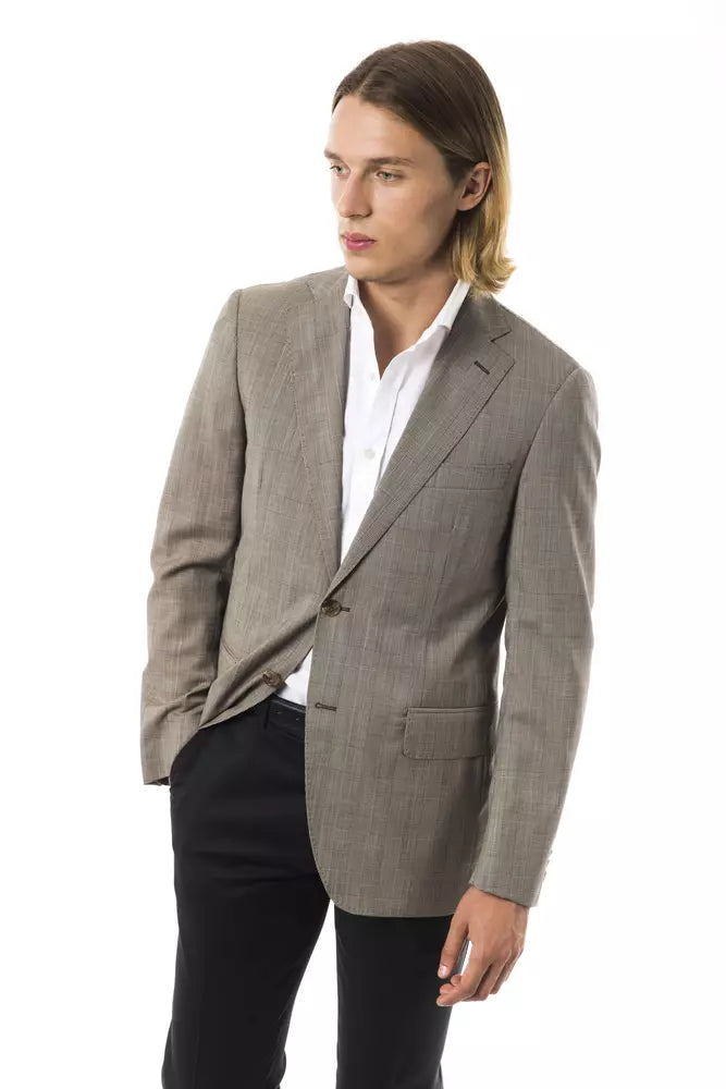 Uominitaliani Elegant gray two-button wool blazer