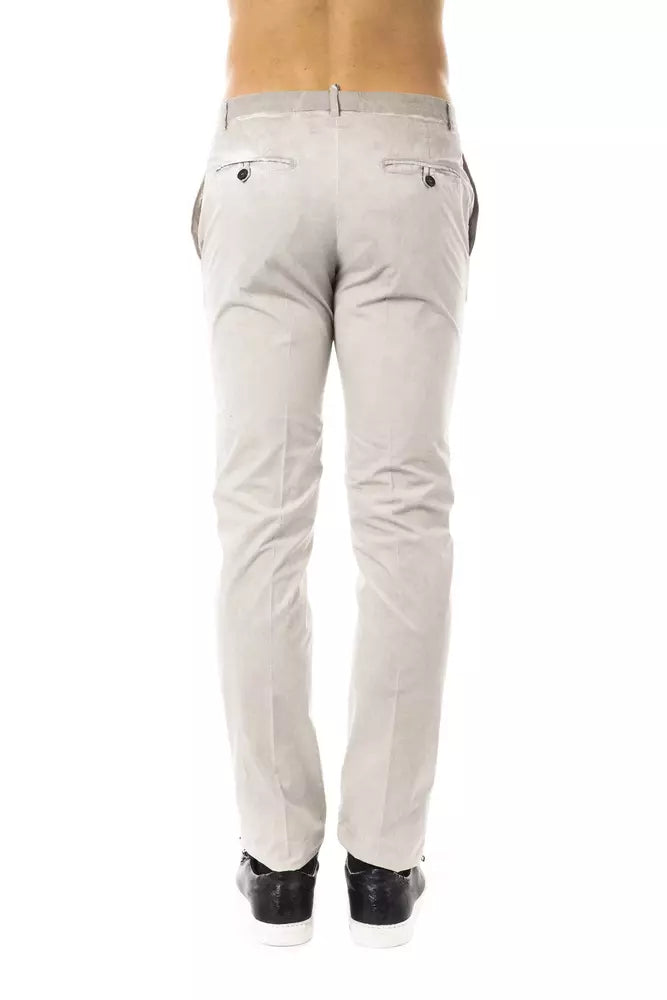 Uominitaliani Smooth gray casual fit cotton trousers for men