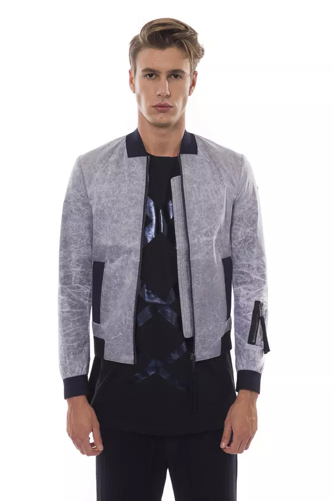 Nicolo Tonetto Simple gray bomber jacket with emblem accent