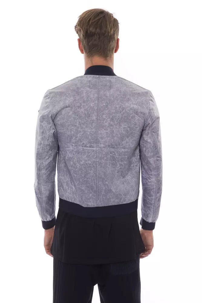 Nicolo Tonetto Simple gray bomber jacket with emblem accent