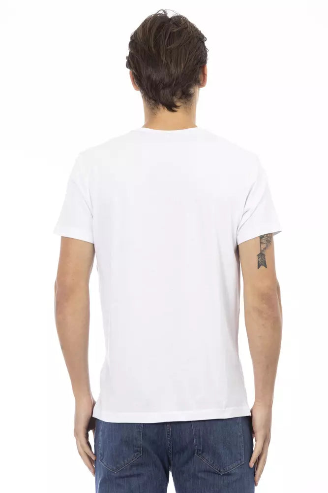 Trussardi Action Elegant tee with V-neck and chic front print