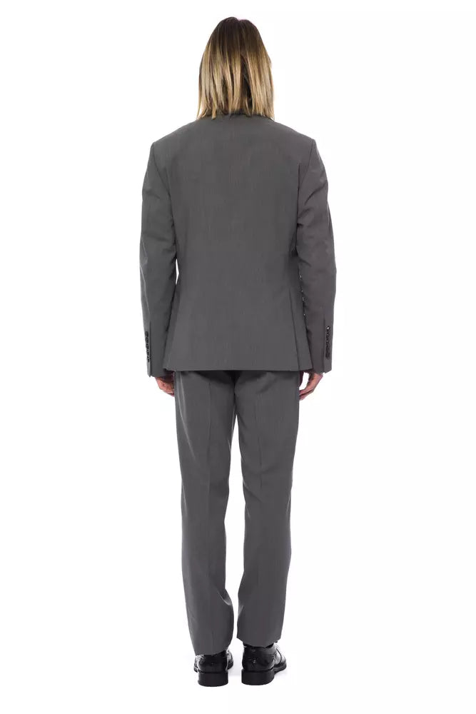 Billionaire Italian Couture Elegant gray two button wool designer suit