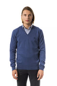 Load image into Gallery viewer, Uominitaliani embroidered V-neck sweater made of merino wool
