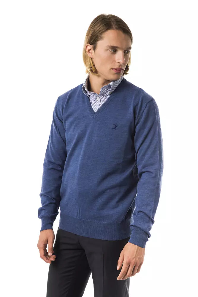 Uominitaliani embroidered V-neck sweater made of merino wool