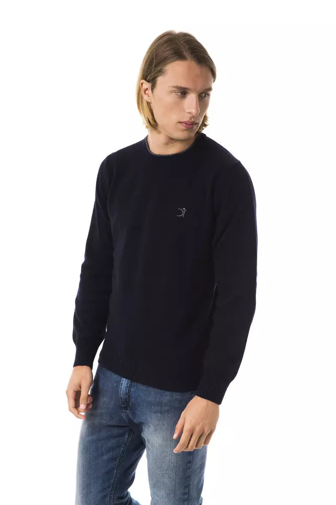 Uominitaliani Exquisite embroidered wool crew neck sweater