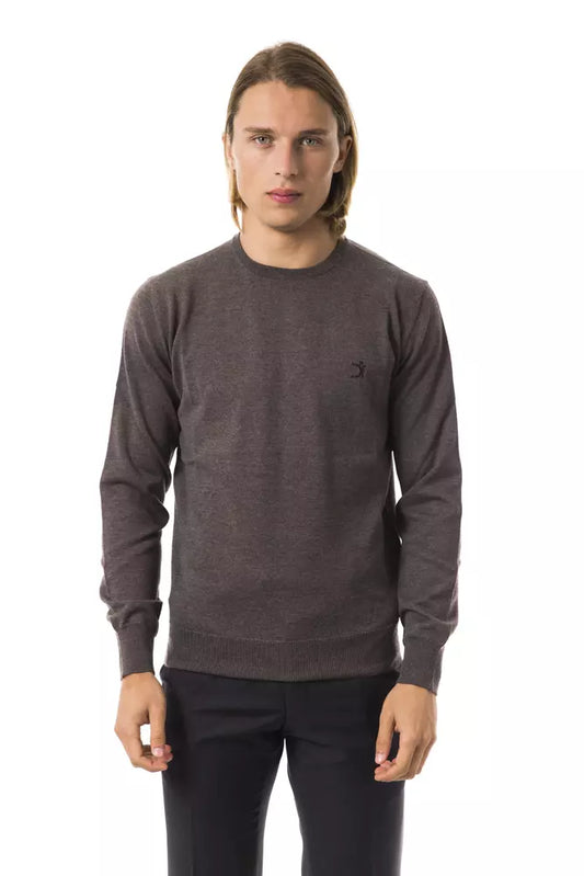 Uominitaliani Elegant gray crew neck sweater made of merino wool