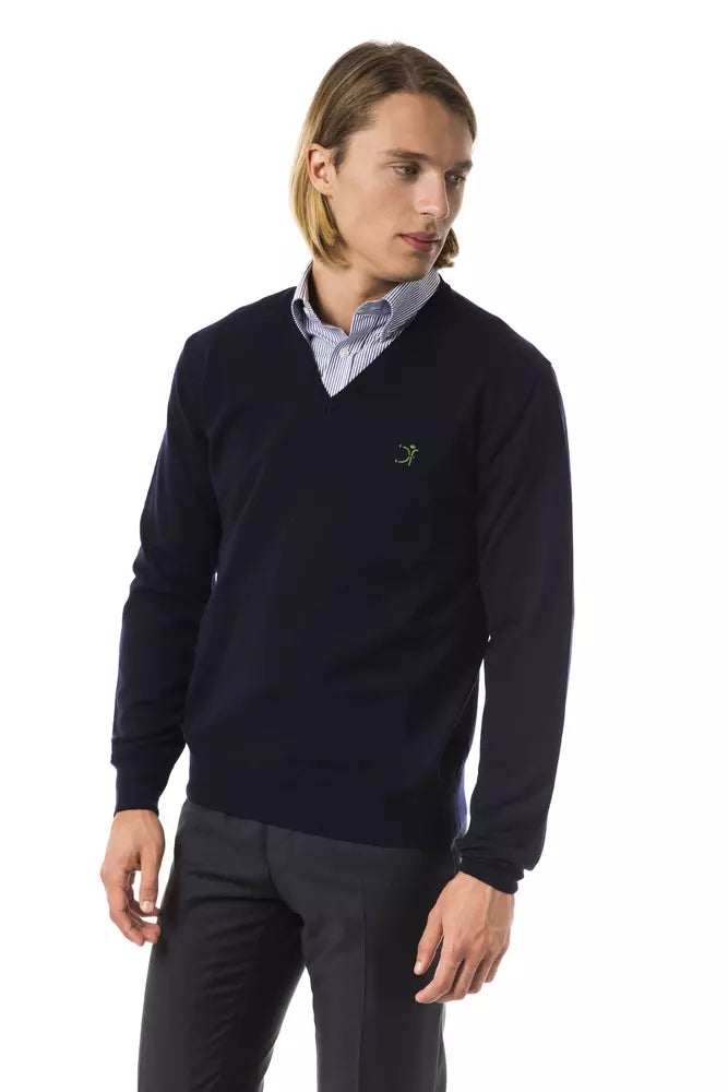 Uominitaliani Elegant V-neck sweater made of merino wool