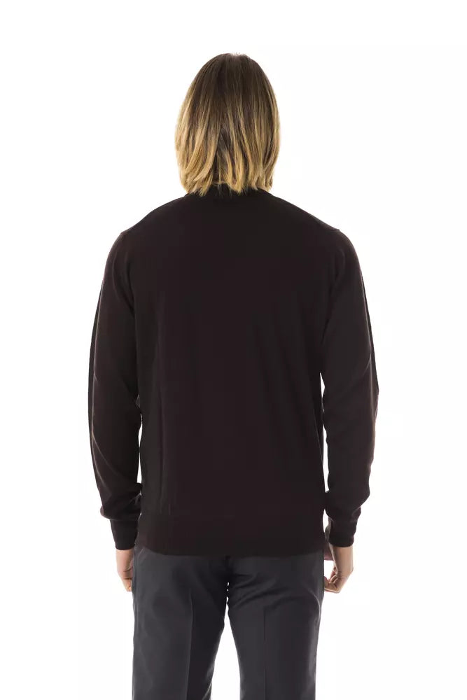 Uominitaliani crew neck sweater made of embroidered merino wool