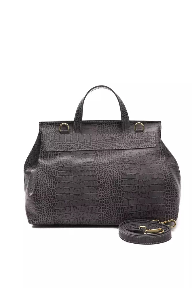 Pompei Donatella Graue Leder Damen Handtasche