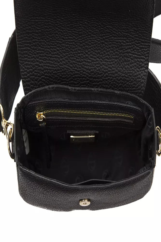 Pompei Donatella Schwarze Leder Damen Crossbody Tasche