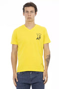 Load image into Gallery viewer, Trussardi Action Bright yellow V-neck tee with chest print
