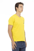 Load image into Gallery viewer, Trussardi Action Bright yellow V-neck tee with chest print
