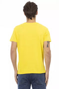 Load image into Gallery viewer, Trussardi Action Bright yellow V-neck tee with chest print
