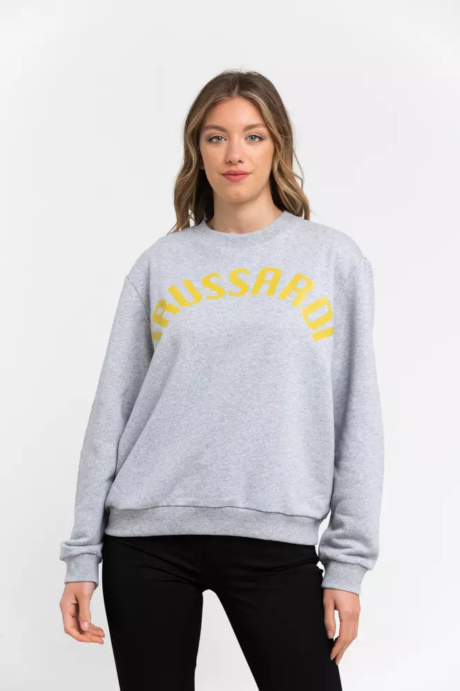 Trussardi büyük beden pamuk karışımı bisiklet yaka sweatshirt