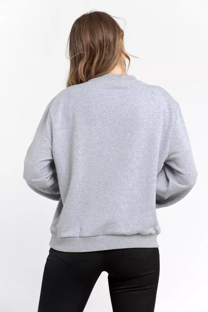 Trussardi büyük beden pamuk karışımı bisiklet yaka sweatshirt