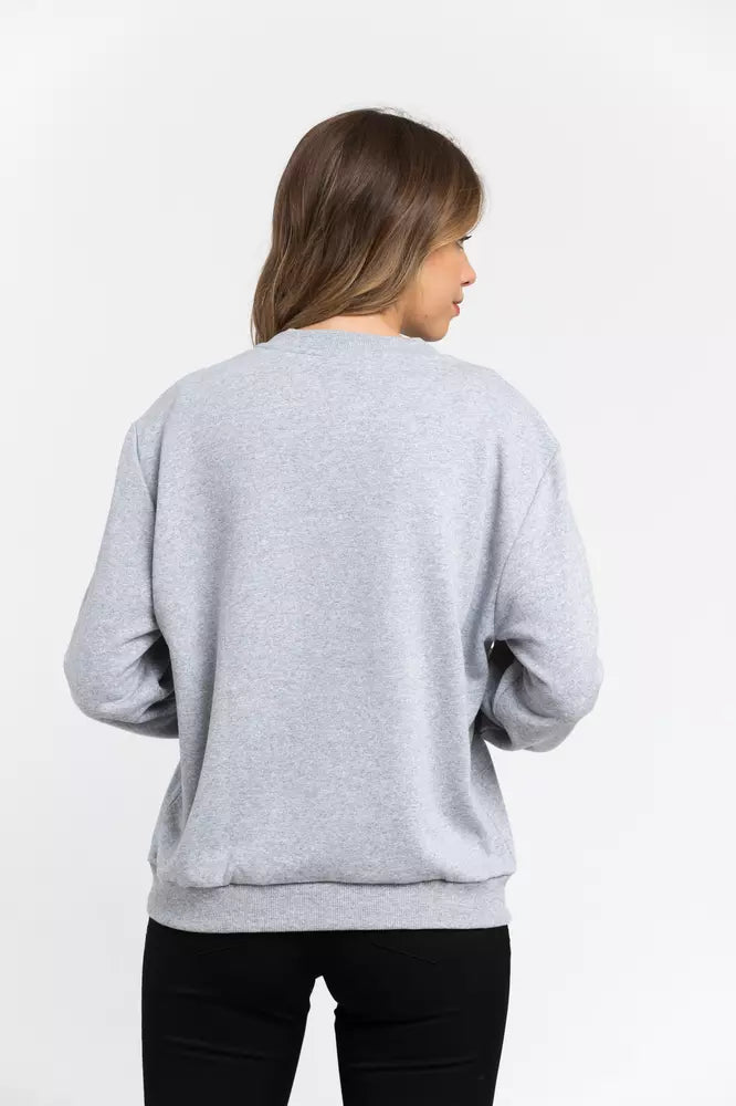 Trussardi büyük beden pamuk karışımı bisiklet yaka sweatshirt