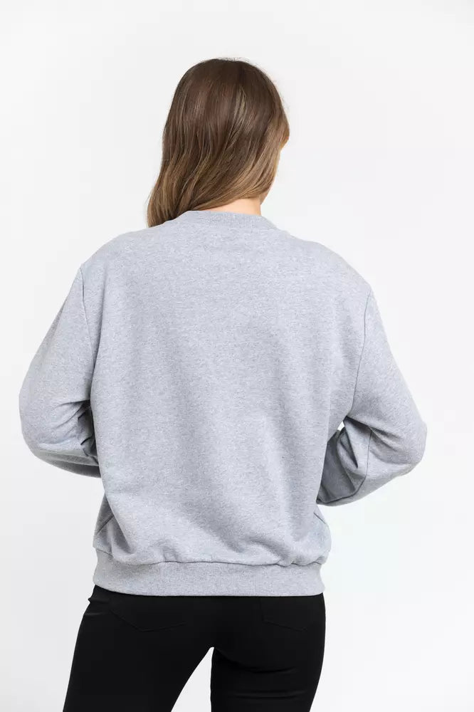 Trussardi büyük beden pamuk karışımı bisiklet yaka sweatshirt