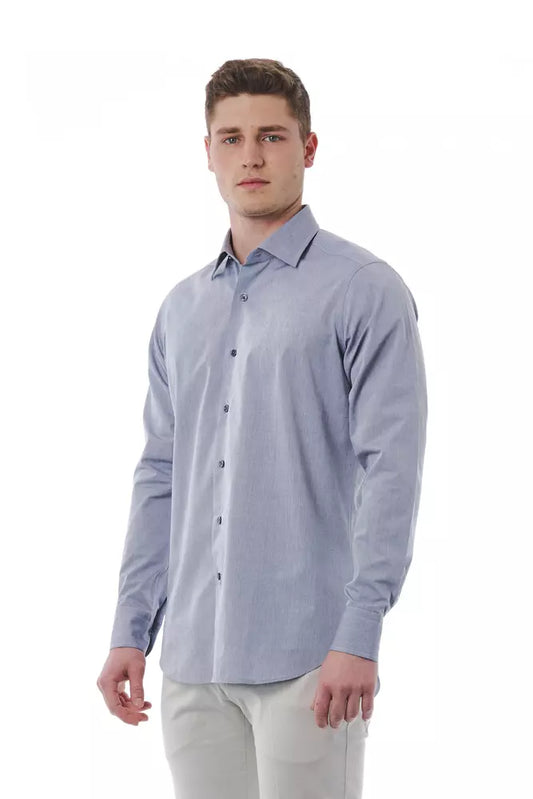 Bagutta Elegant gray shirt with Italian collar