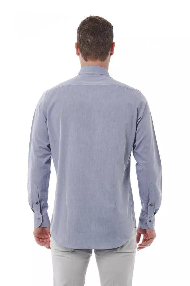 Bagutta Elegant gray shirt with Italian collar made of cotton