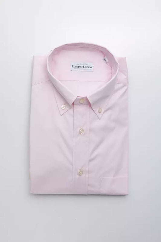 Robert Friedman Elegant pink cotton button-up shirt