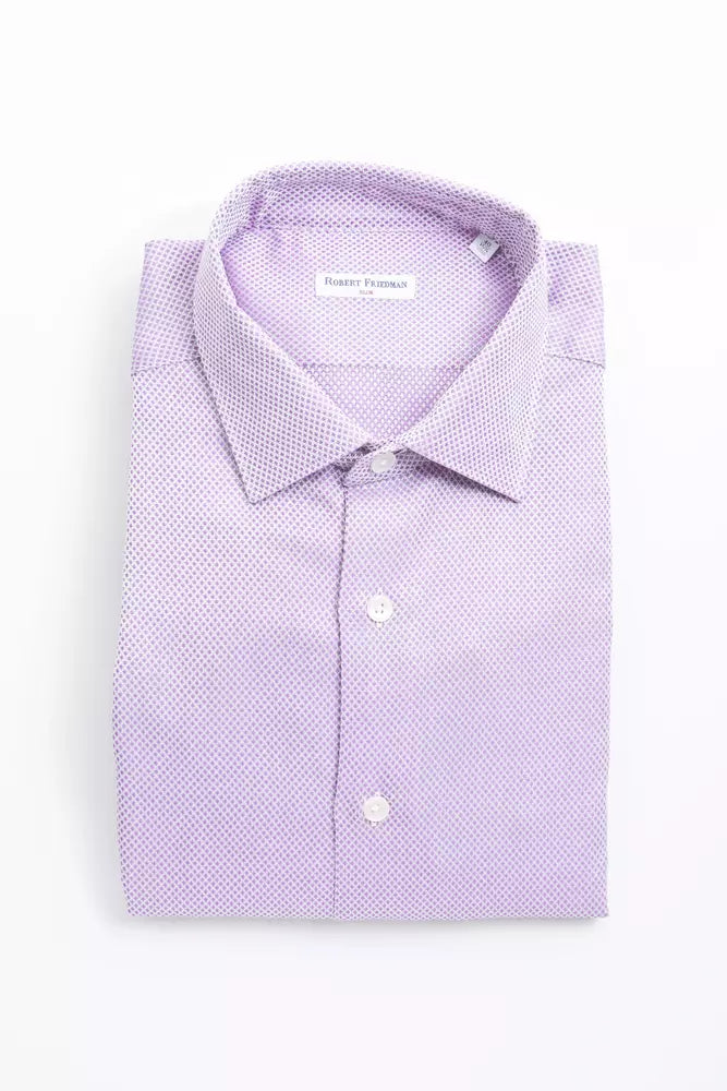 Robert Friedman Elegant cotton shirt with a narrow collar