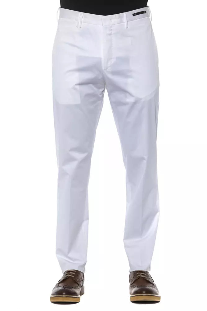 PT Torino Chic white cotton blend trousers for men