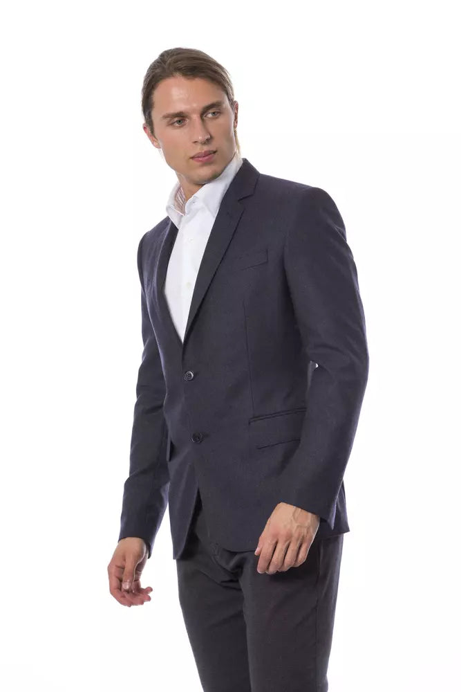 Verri Eleganter blauer einreihiger Blazer aus Wolle