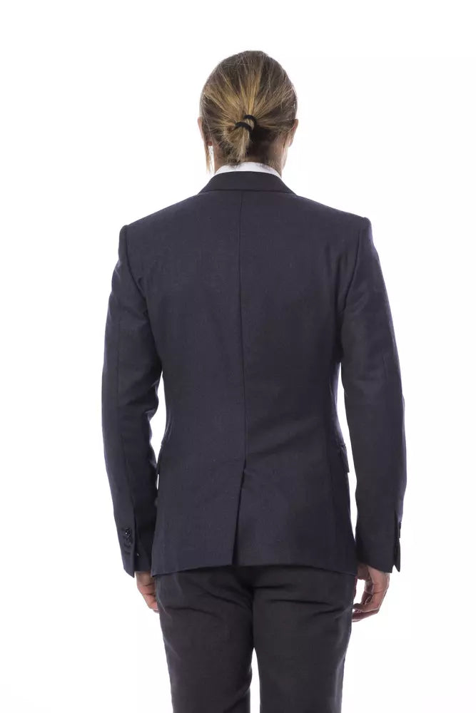 Verri Eleganter blauer einreihiger Blazer aus Wolle