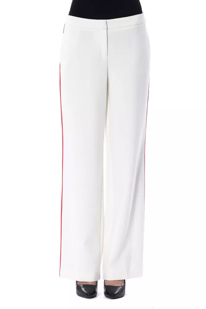 BYBLOS Elegant white trousers with stripe detail