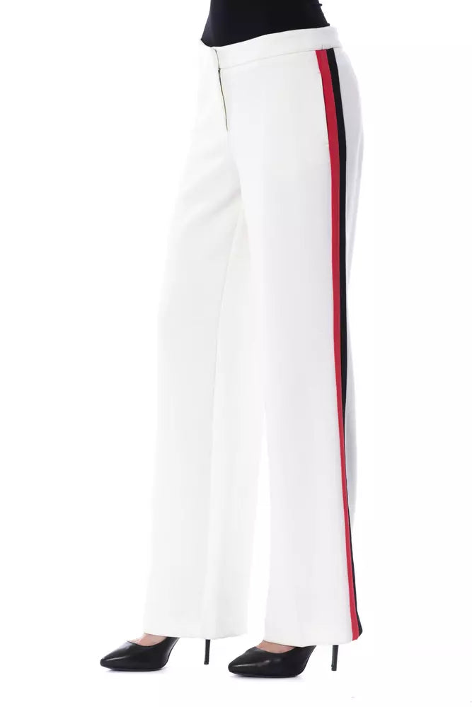 BYBLOS Elegant white trousers with stripe detail