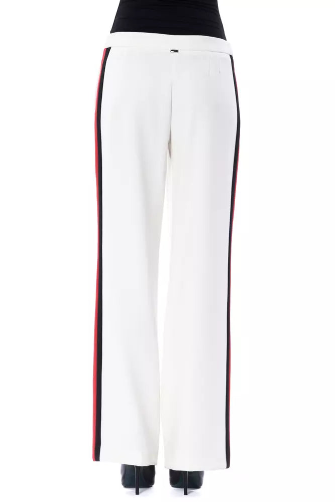 BYBLOS Elegant white trousers with stripe detail