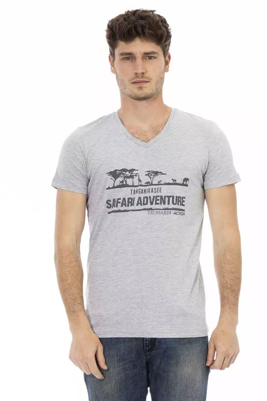 Trussardi Action Graues Baumwolle Männer T-Shirt