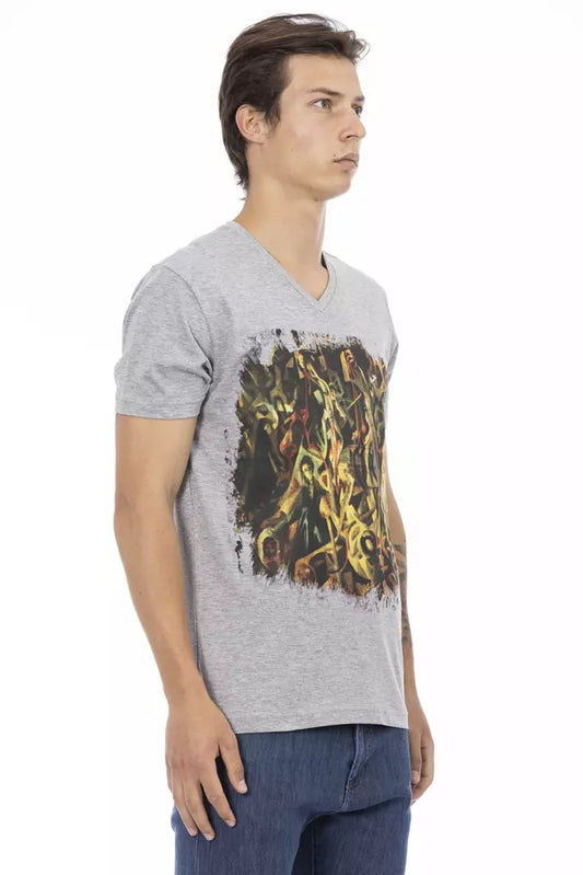 Trussardi Action Graues Baumwoll-T-Shirt für Herren