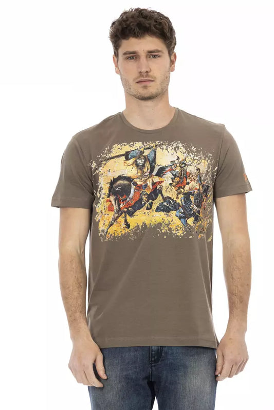 Trussardi Action Elegant brown tee with a chic front print