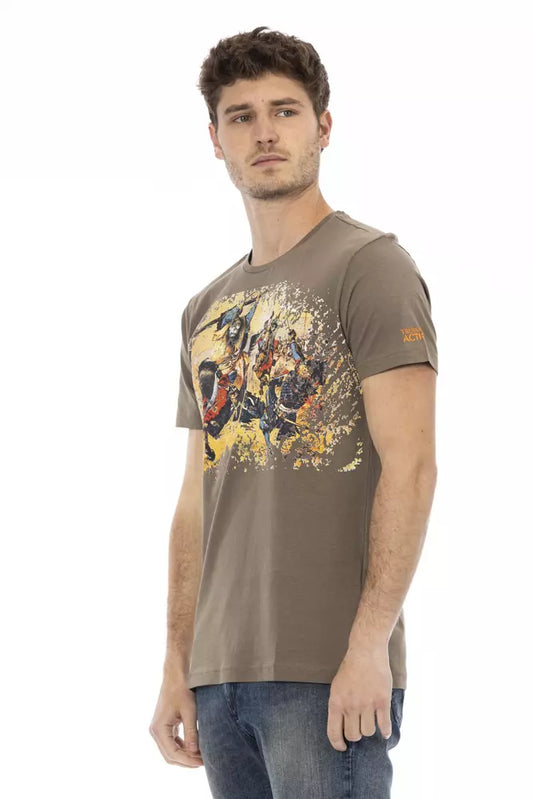 Trussardi Action Elegant brown tee with a chic front print