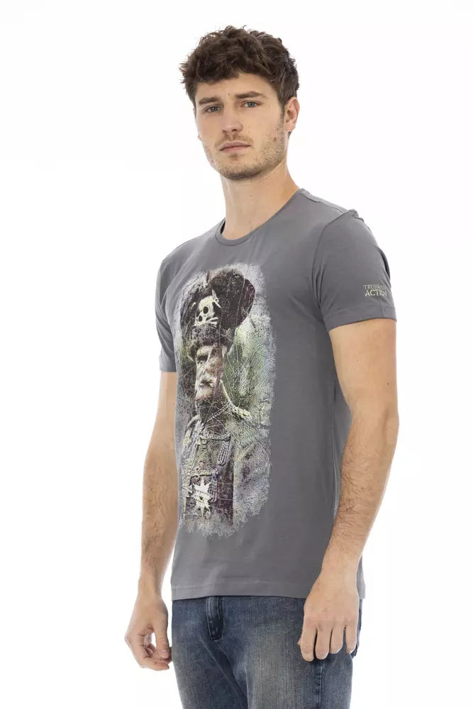 Trussardi Action Graues Baumwolle Männer T-Shirt