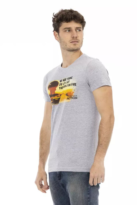 Trussardi Action Graues Baumwolle Männer T-Shirt